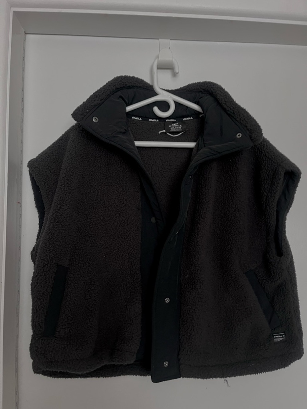O'Neill Black Sherpa Vest with Snap Front